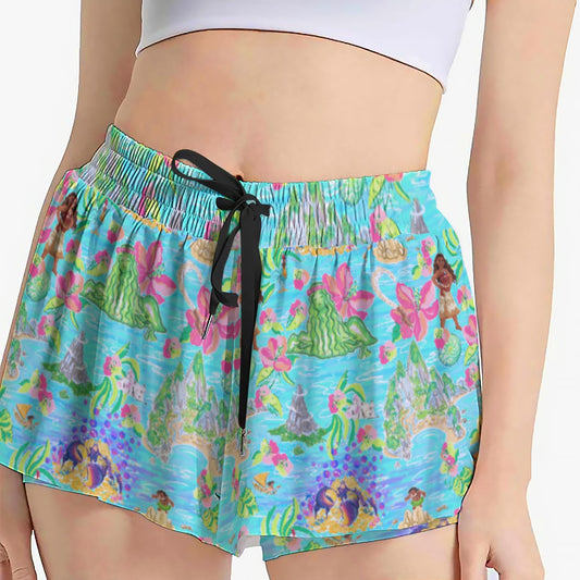Tropical Island Paradise - Women's Flowy Pocket Shorts