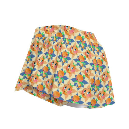 Retro Citrus Play - Women's Flowy Pocket Shorts