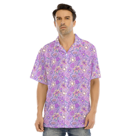 Fairytale Florals - Rapunzel Inspired - Men's Hawaiian Button Up Shirt