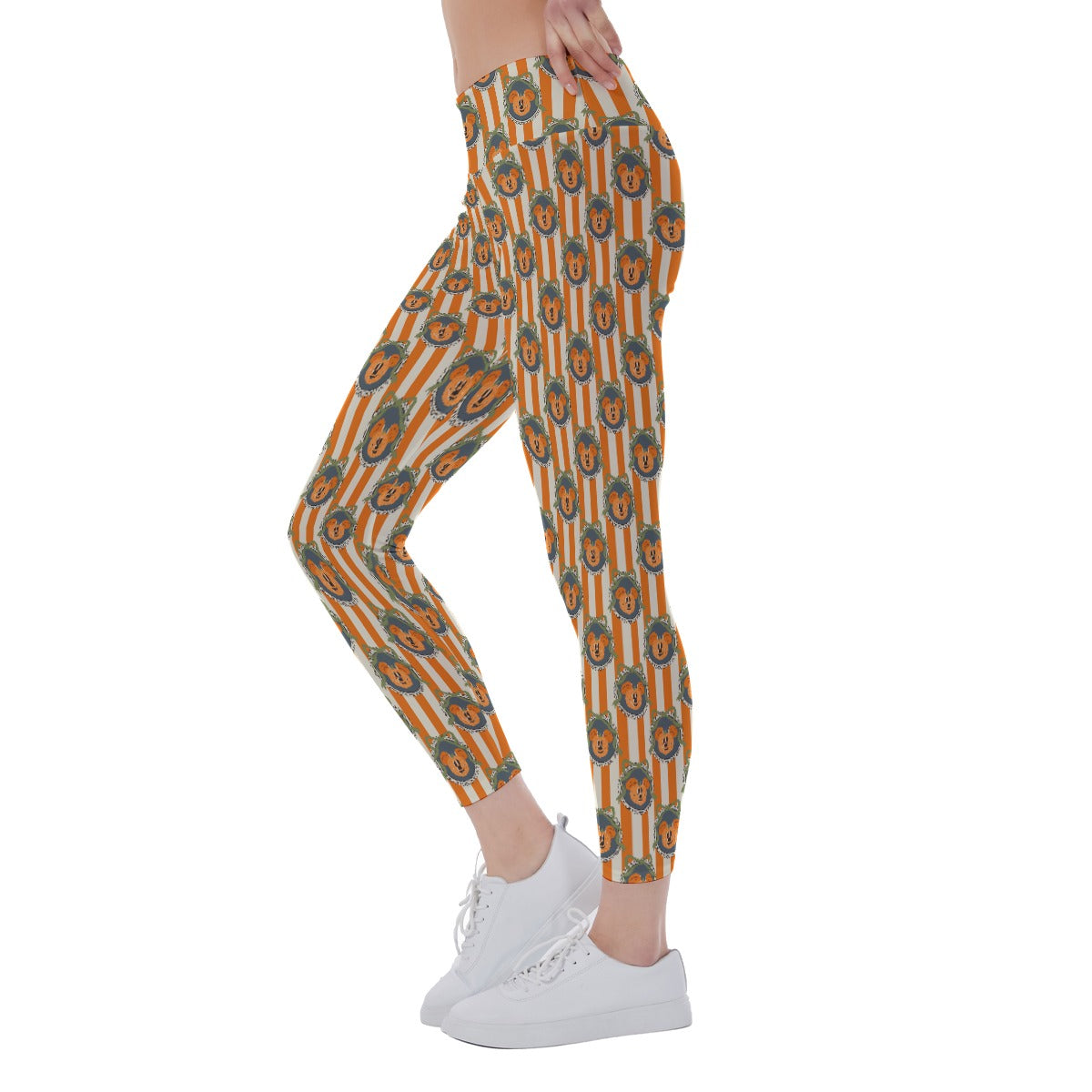 Pumpkin Cameo Stripes - Women's Yoga Leggings