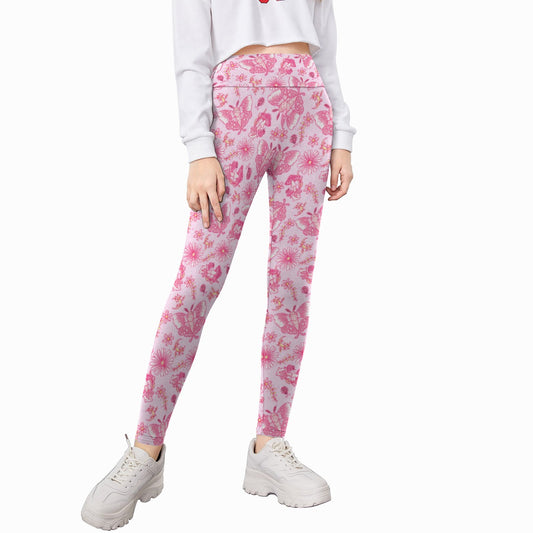 Pink Mushroom Moths - Kid's Leggings