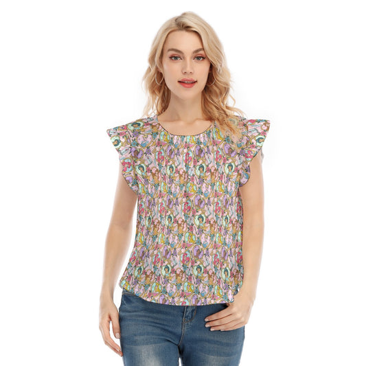 Tattoo Hearts Royal Icons - Women’s Flutter Sleeve Top