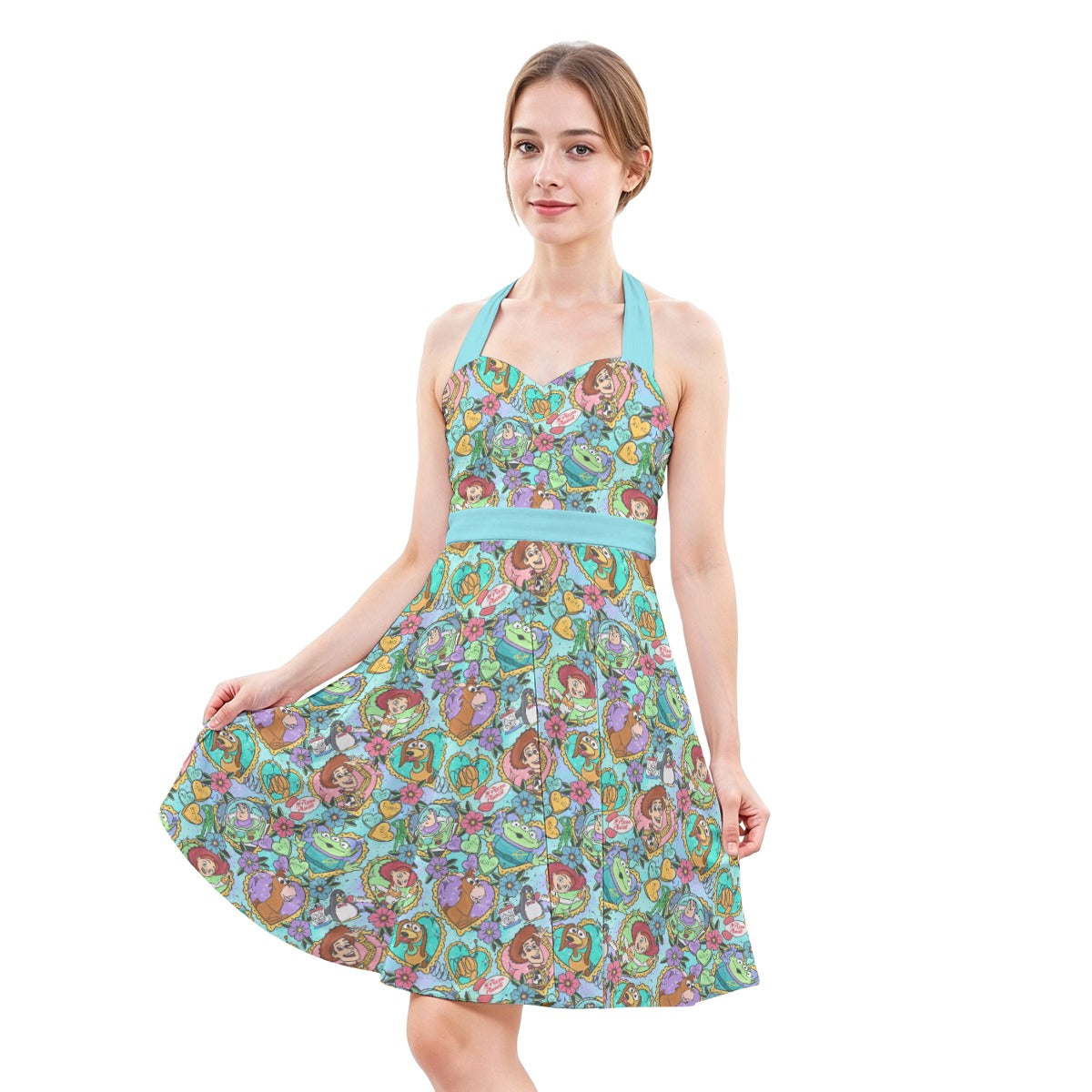 Tattoo Hearts Space Cowboys & Friends - Women's Halter Vintage Pocket Dress