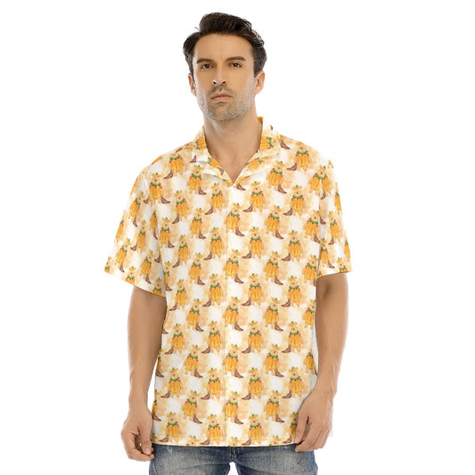 Pumpkin Bear Mischief - Men's Hawaiian Button Up Shirt