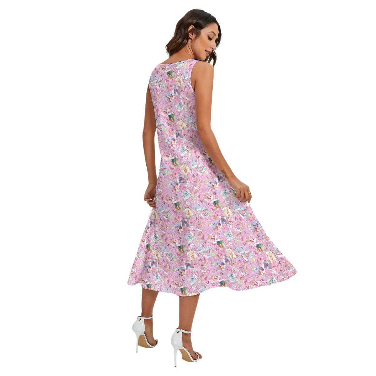 Holiday Winter Princess Christmas Snapshots - Women’s Diagonal Pocket Midi Dress