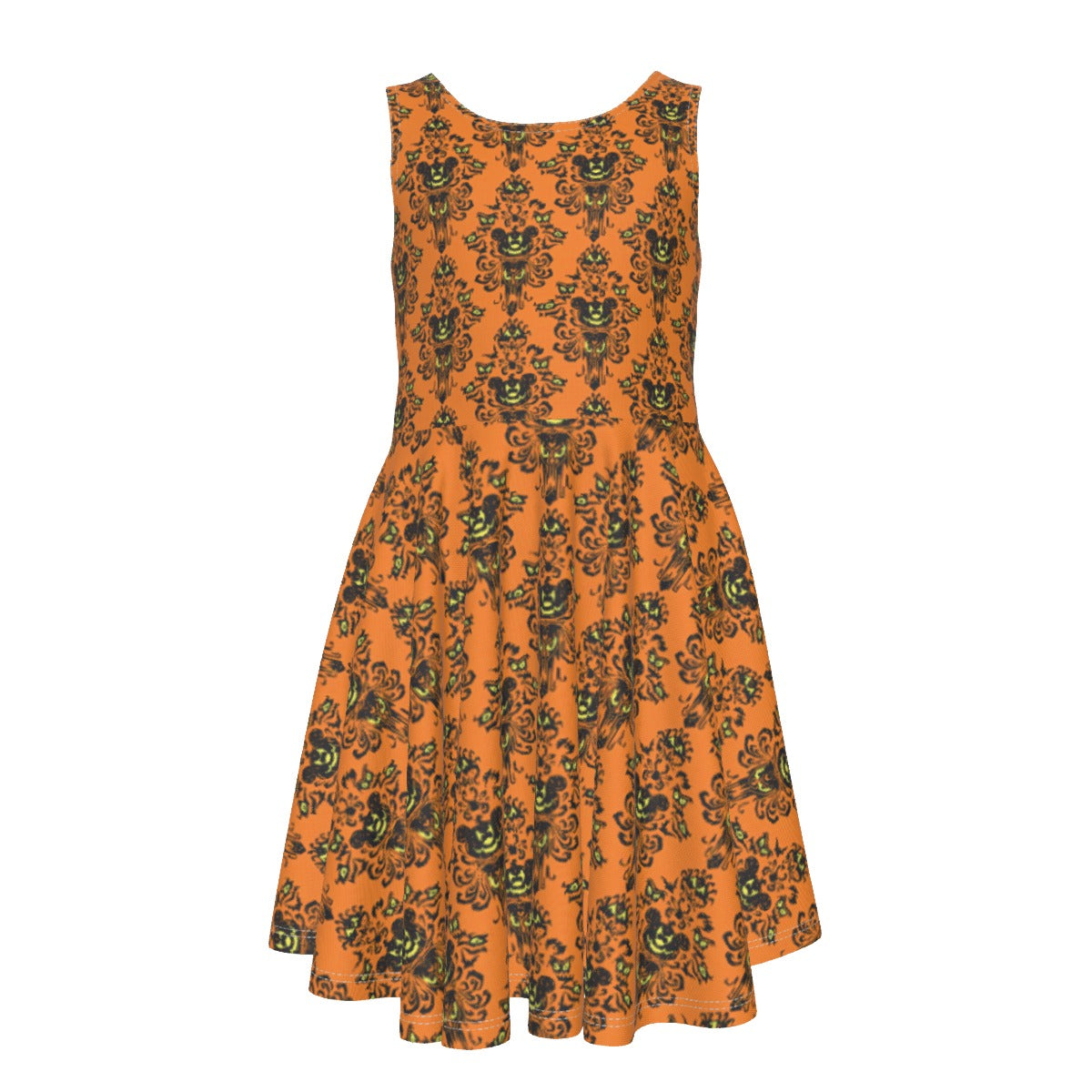 Haunted Halloween Mansion Wallpaper - Kid's Sleeveless Skater Dress