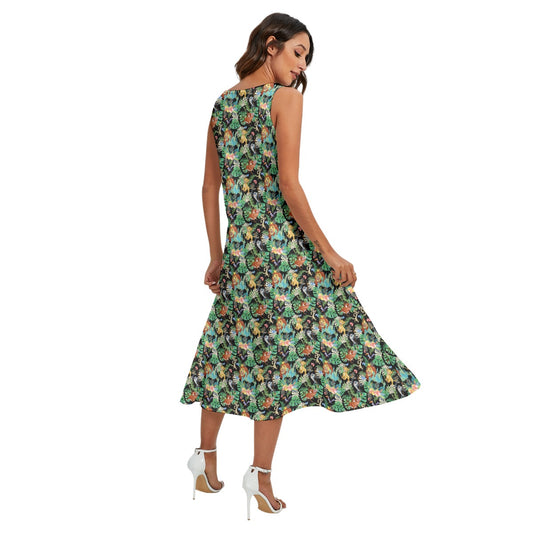Watercolor Jungle Pride - Women’s Diagonal Pocket Midi Dress