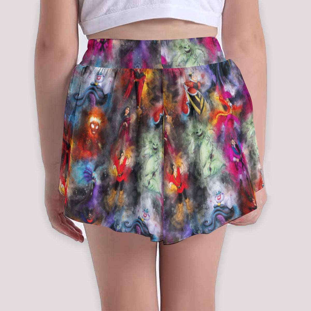 Watercolor Wicked Villains - Girls’ Flowy Pocket Shorts