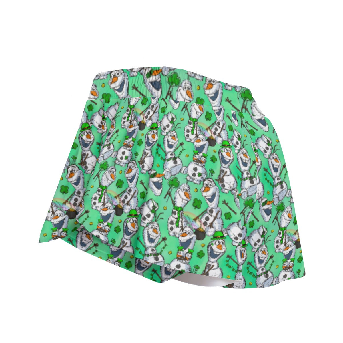 Sketched Snowman St. Patrick’s Day - Women's Flowy Pocket Shorts