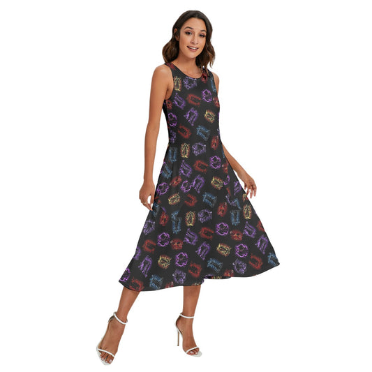 Villain Silhouettes Sparkle - Women’s Diagonal Pocket Midi Dress