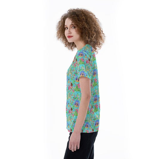 Tropical Island Paradise - Women's Short Sleeve V-Neck T-Shirt