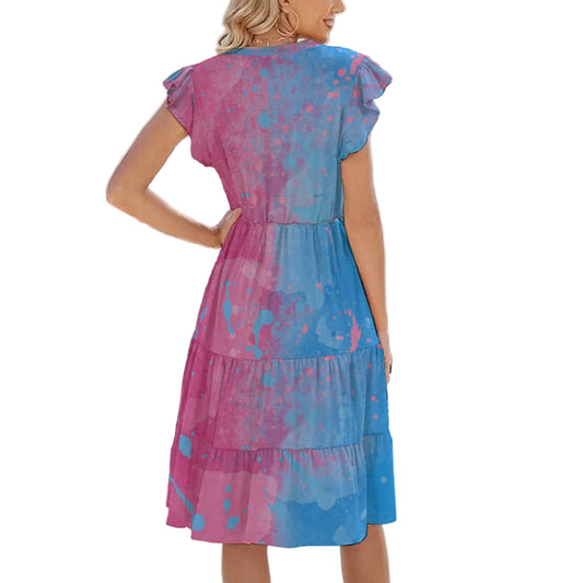 Pink or Blue Fairytale Dress - Women's Tiered Pocket Midi Dress