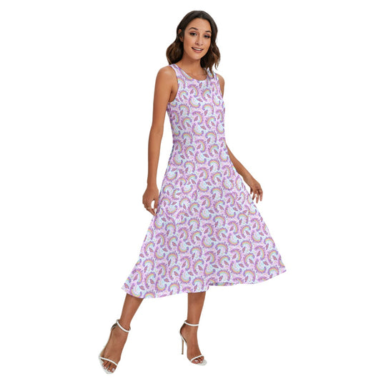Monarch Butterflies & Rainbows - Women’s Diagonal Pocket Midi Dress