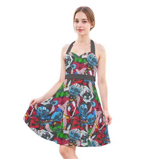 Superhero Stitch - Heroes Assembled - Women's Halter Vintage Pocket Dress