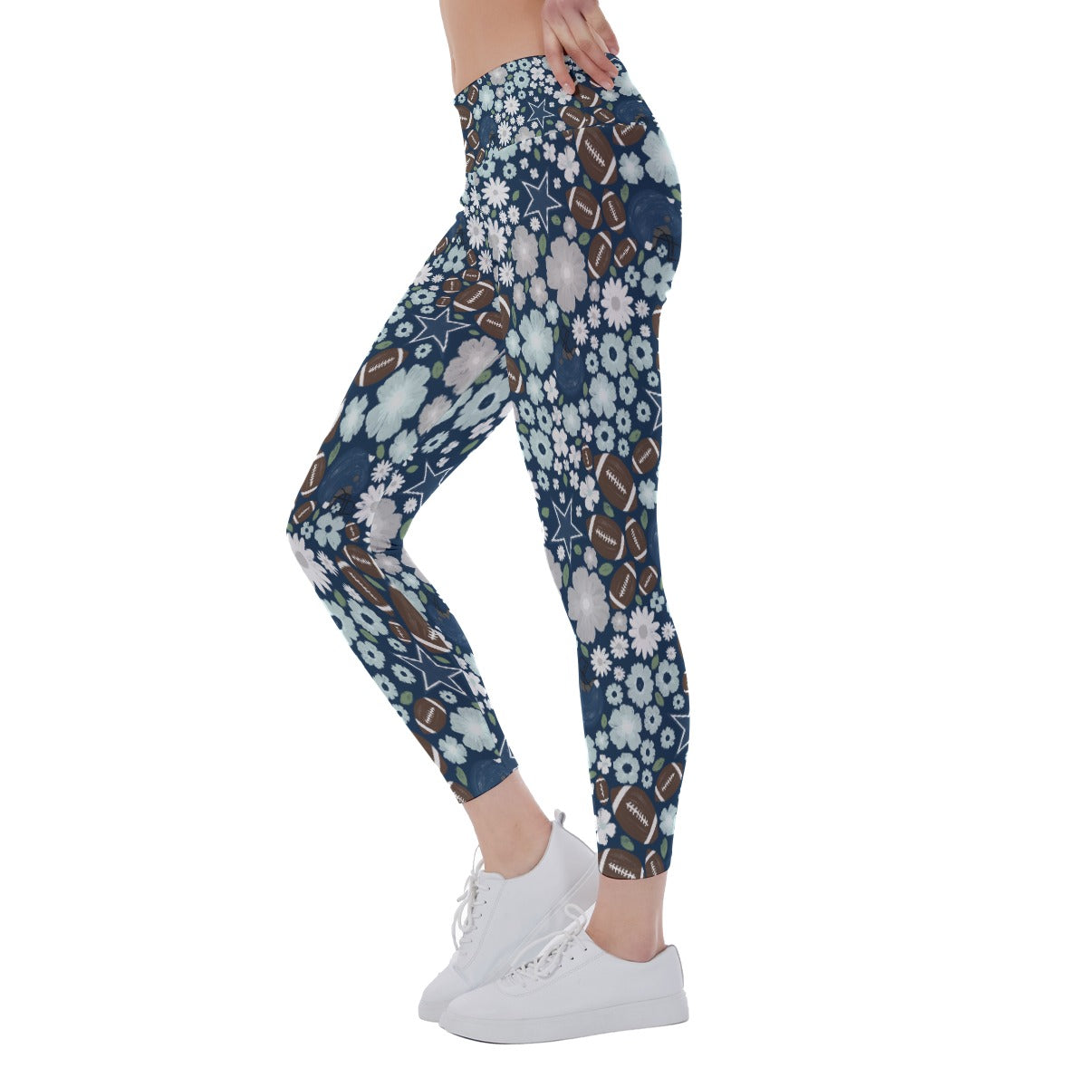 Blue Star Blooms - Women's Yoga Leggings