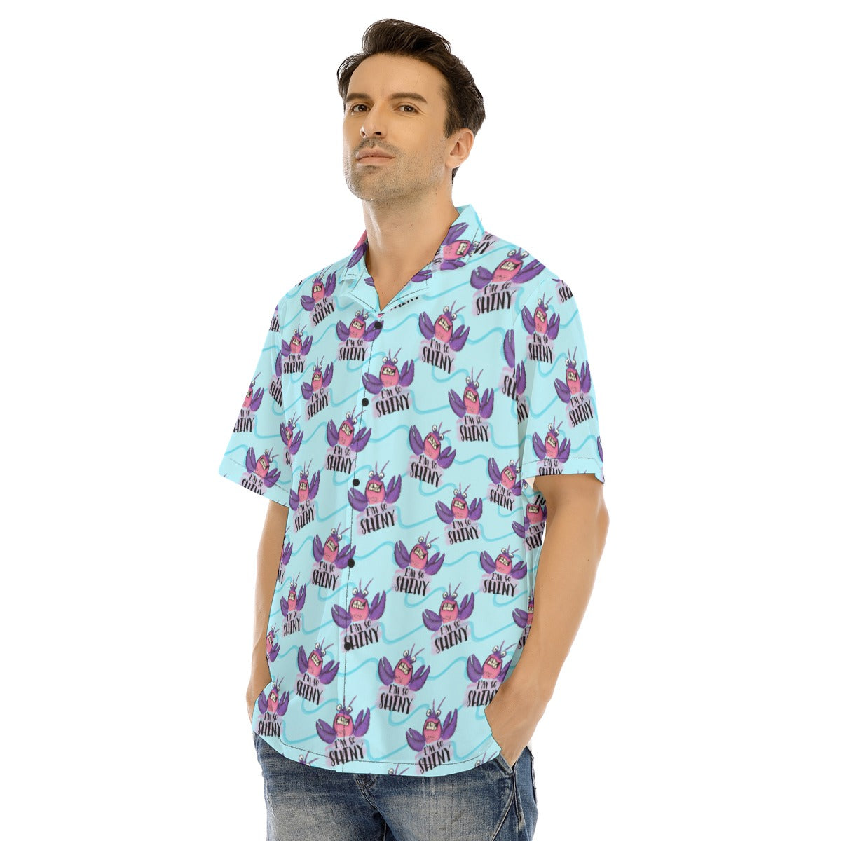Shiny Deep-Sea Villain - Men's Hawaiian Button Up Shirt