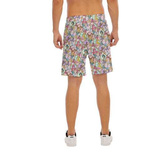 Tattoo Hearts Royal Icons - Men’s Pocket Beach Shorts
