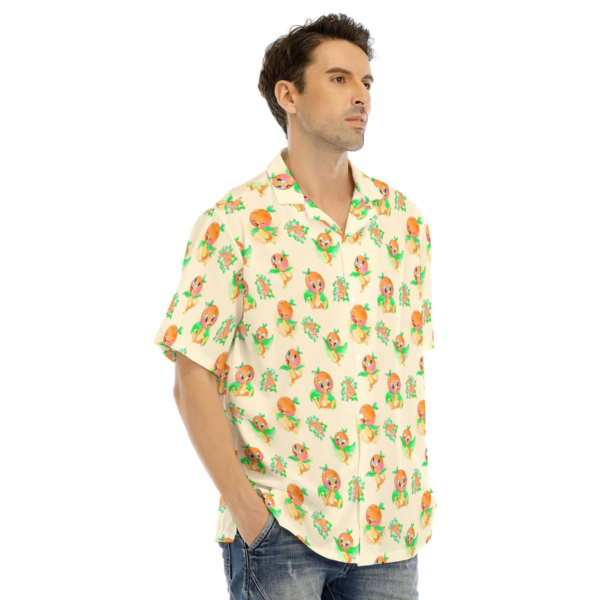 Citrus Charm Bird - Men's Hawaiian Button Up Shirt