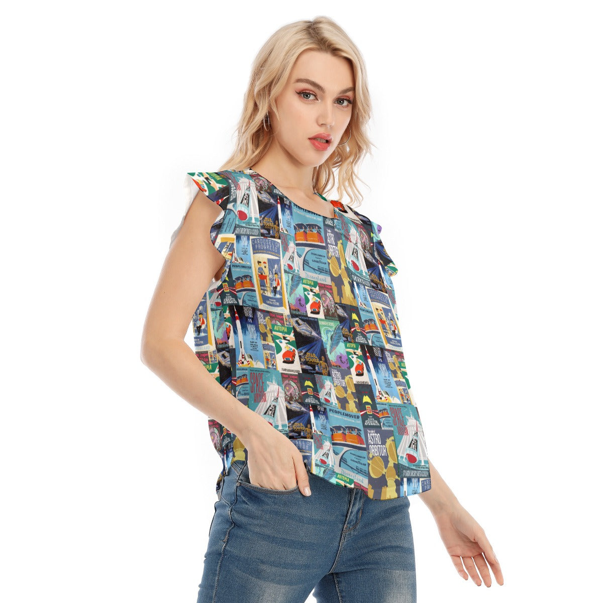 Vintage Tomorrow Ride Posters - Women’s Flutter Sleeve Top