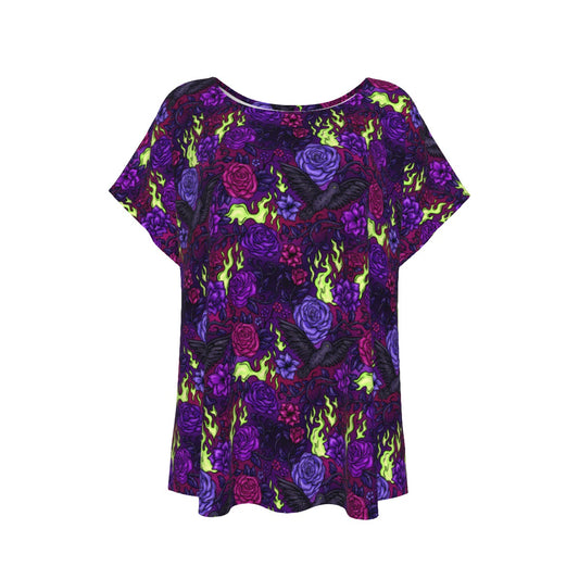Fairytale Florals - Dark Enchantress - Women’s Relaxed Fit Scoop Tee