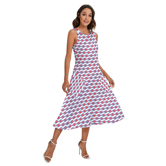 Nautical Cruise Logo Print - Women’s Diagonal Pocket Midi Dress