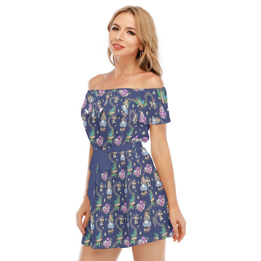 Whimsical Enchanted Forest - Women's Off-shoulder Ruffle Dress