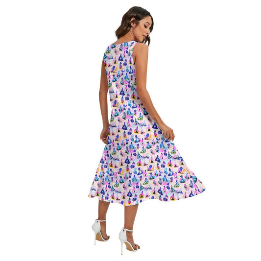 Princess And Classic Animation Silhouettes - Women’s Diagonal Pocket Midi Dress