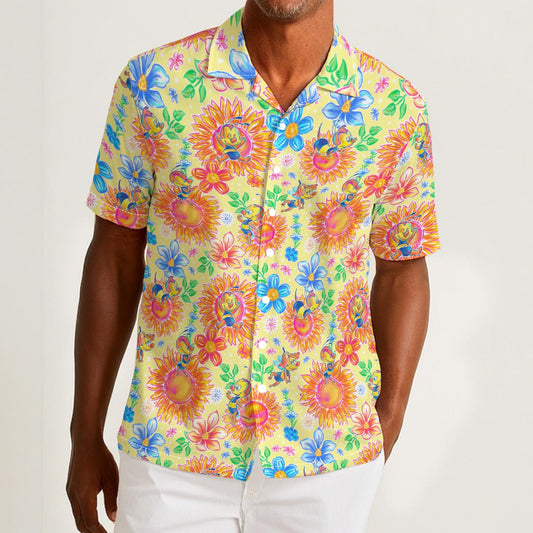 Buzzing Garden Buddy - Men’s Cotton-Rich Button Up Shirt