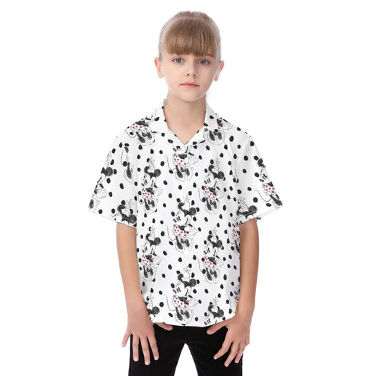 Sketch of Polka Dot Mouse - Kid's Hawaiian Button Up Shirt