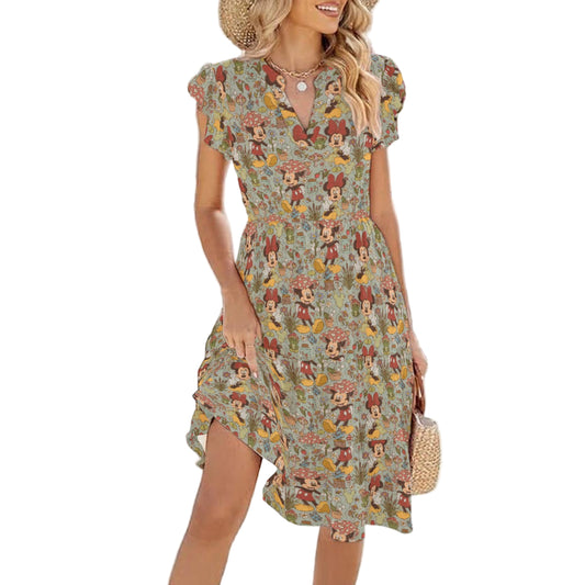 Woodland Frolics Cottagecore - Women's Tiered Pocket Midi Dress