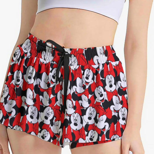 Many Faces of Polka Dot Mouse - Women's Flowy Pocket Shorts