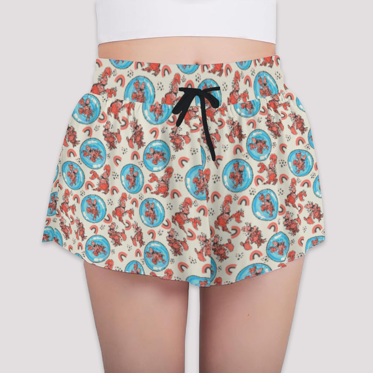 Joyful Crab by the Sea - Girls’ Flowy Pocket Shorts