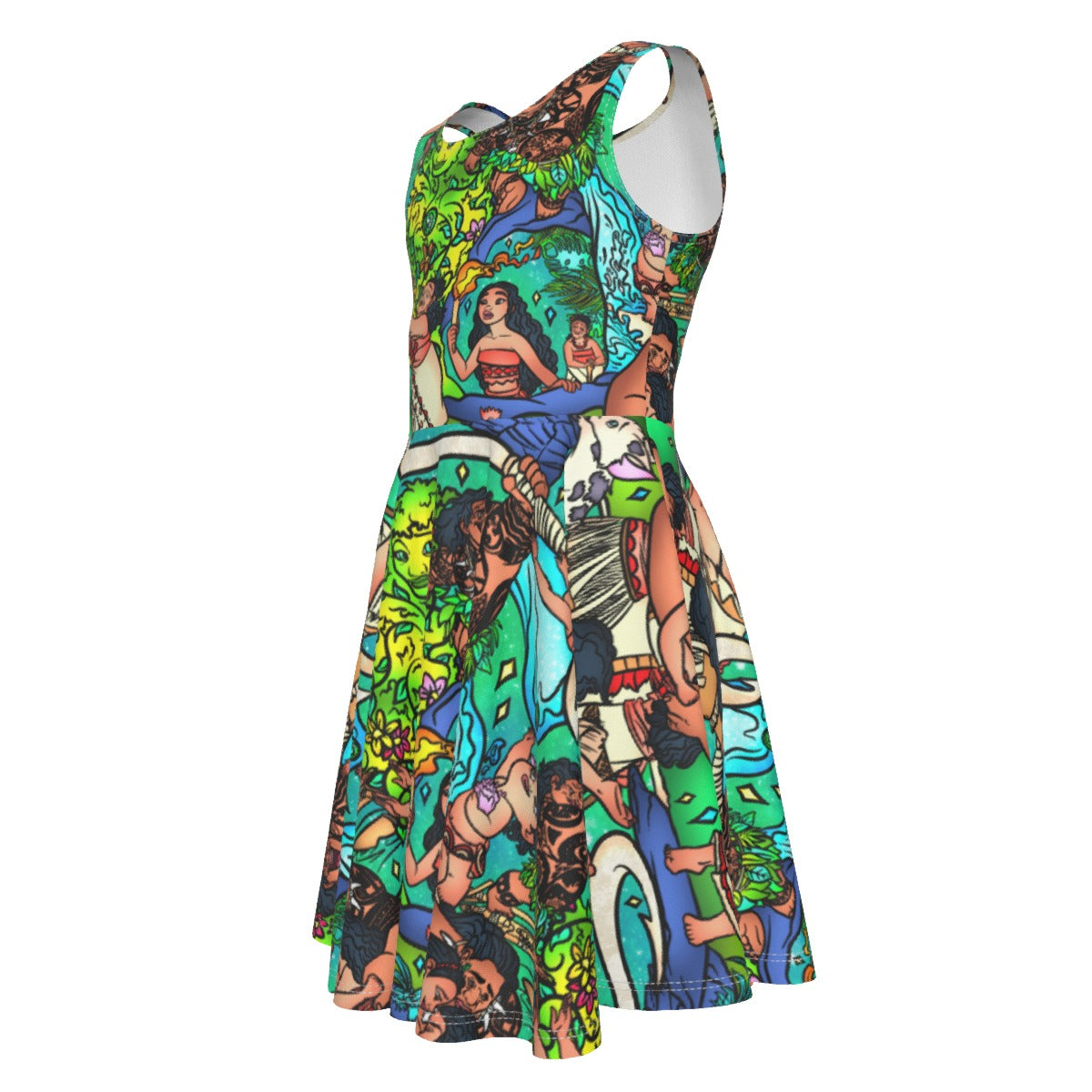 Ocean Voyager Storybook Scenes - Kid's Sleeveless Skater Dress