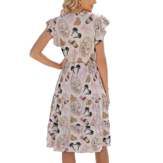 Bow Bear Sweet Day - Women's Tiered Pocket Midi Dress