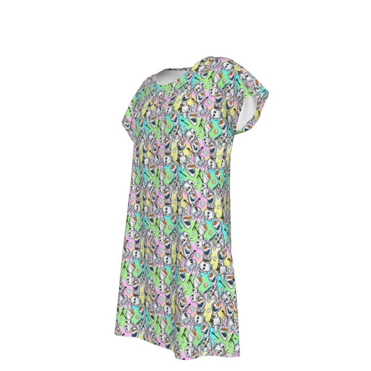 Sketched Snowman Easter - Women's T-Shirt Dress