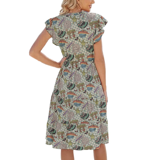 Hand Drawn EC - Women's Tiered Pocket Midi Dress