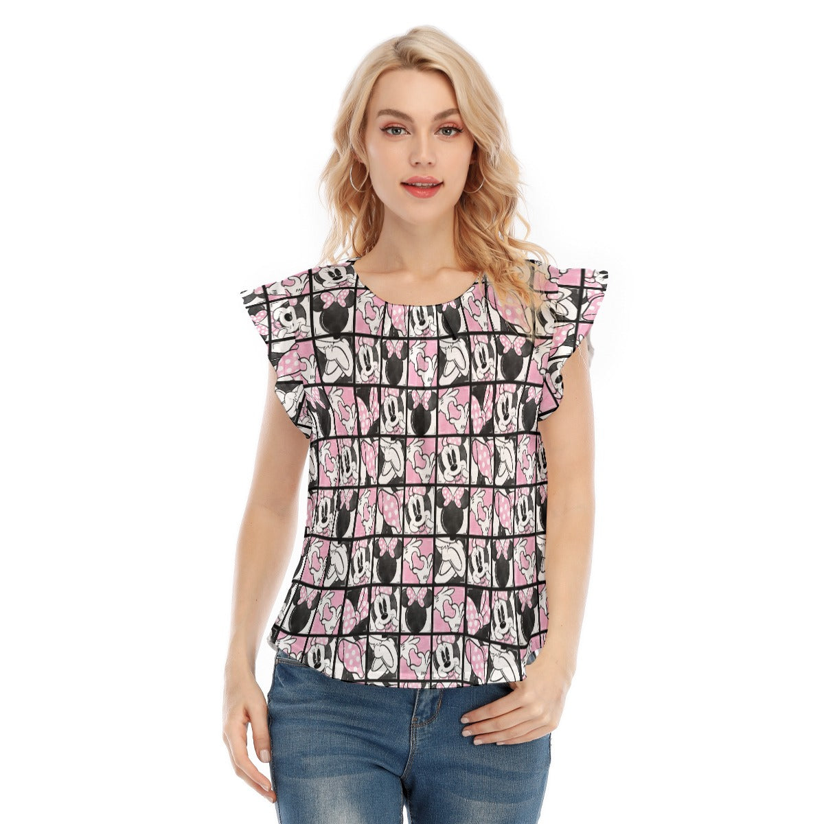Mouse Bow Block Party - Women’s Flutter Sleeve Top