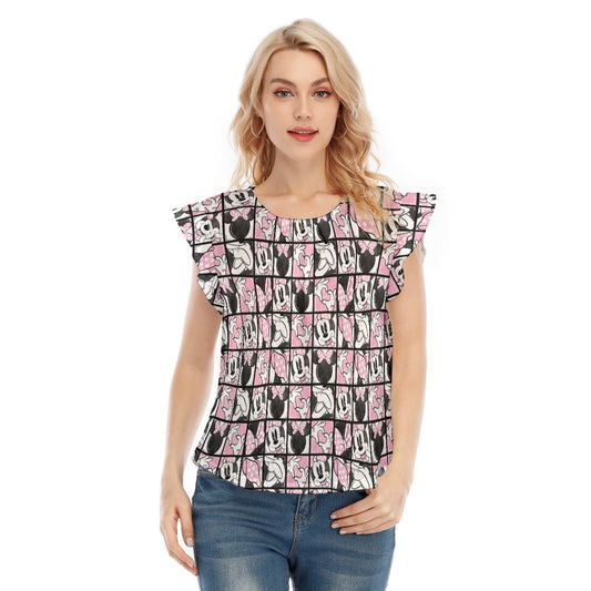 Mouse Bow Block Party - Women’s Flutter Sleeve Top