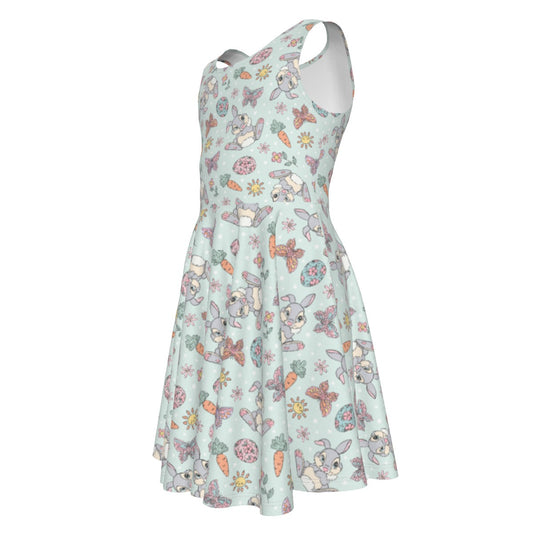 Springtime Bunny Cheer - Kid's Sleeveless Skater Dress