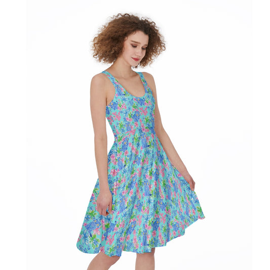 Derpy Tiger Blooms - Pocket Midi Skater Dress