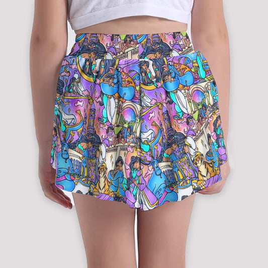 Magic Carpet Storybook Scenes - Girls’ Flowy Pocket Shorts