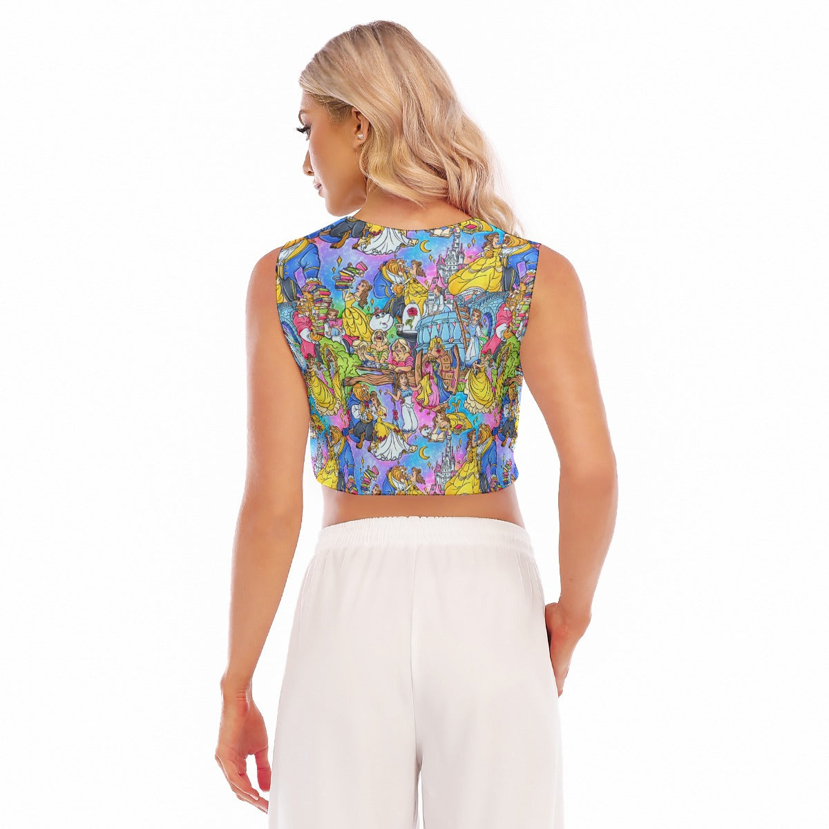 Enchanted Tale Storybook Scenes - Women’s Sleeveless Cropped Tee