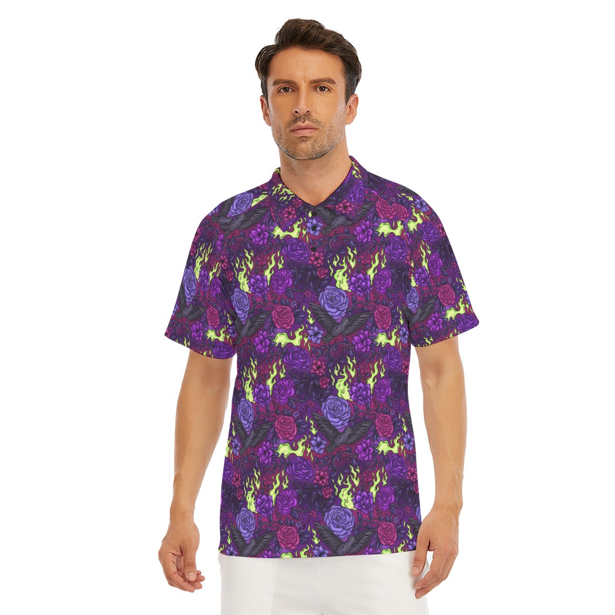 Fairytale Florals - Dark Enchantress - Men's Polo Shirt