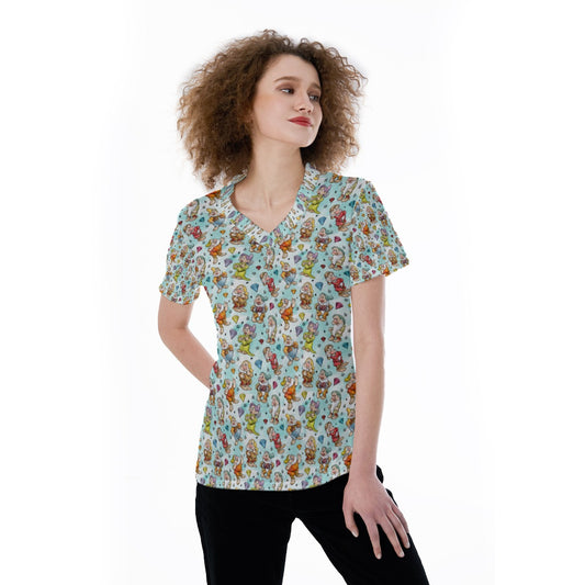 Seven Helpers Sketch - Women's Short Sleeve V-Neck T-Shirt