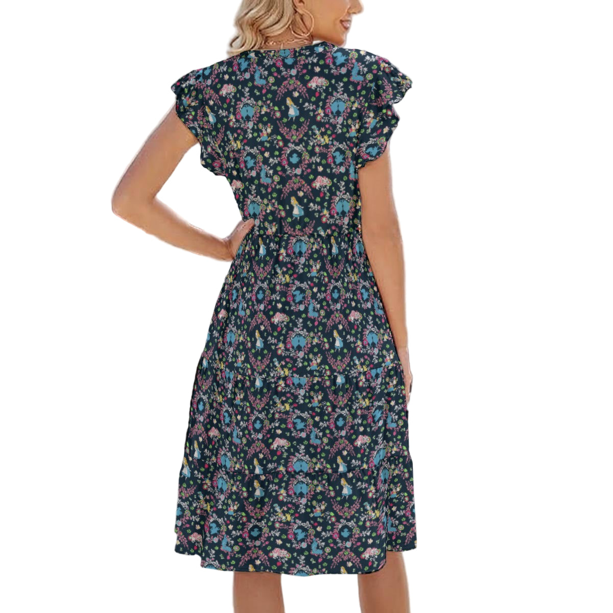 Garden Whimsy - Wonderland Dreams - Women's Tiered Pocket Midi Dress