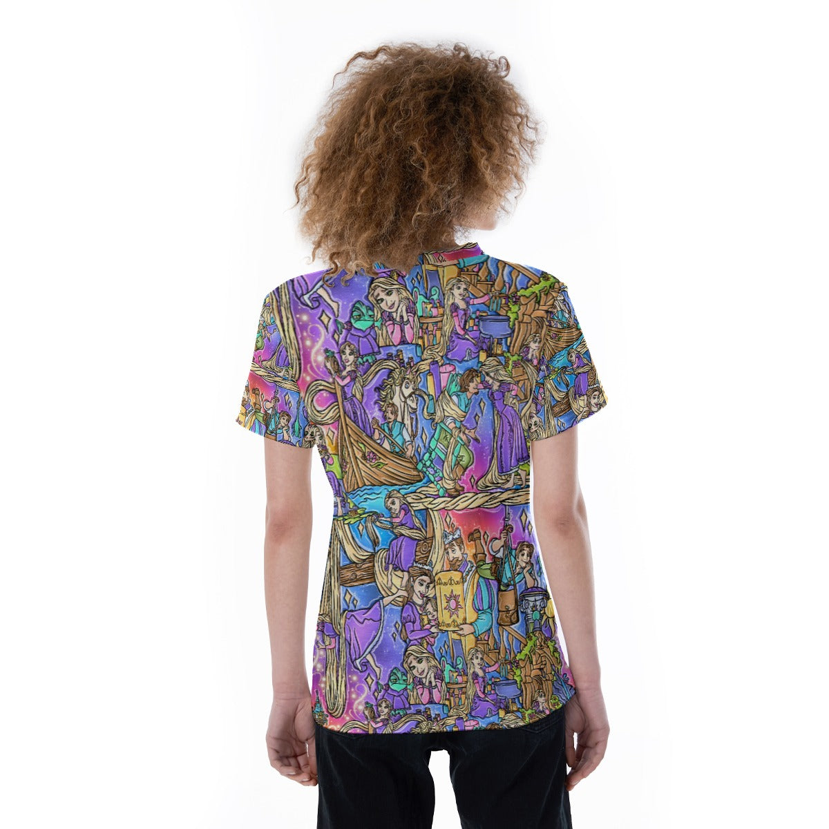 Golden Hair Storybook Scenes - Women's Short Sleeve V-Neck T-Shirt