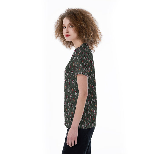 Vintage Holiday Friends - Women's Short Sleeve V-Neck T-Shirt