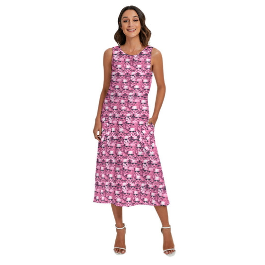 Pink Helmet Battalion - Women’s Diagonal Pocket Midi Dress