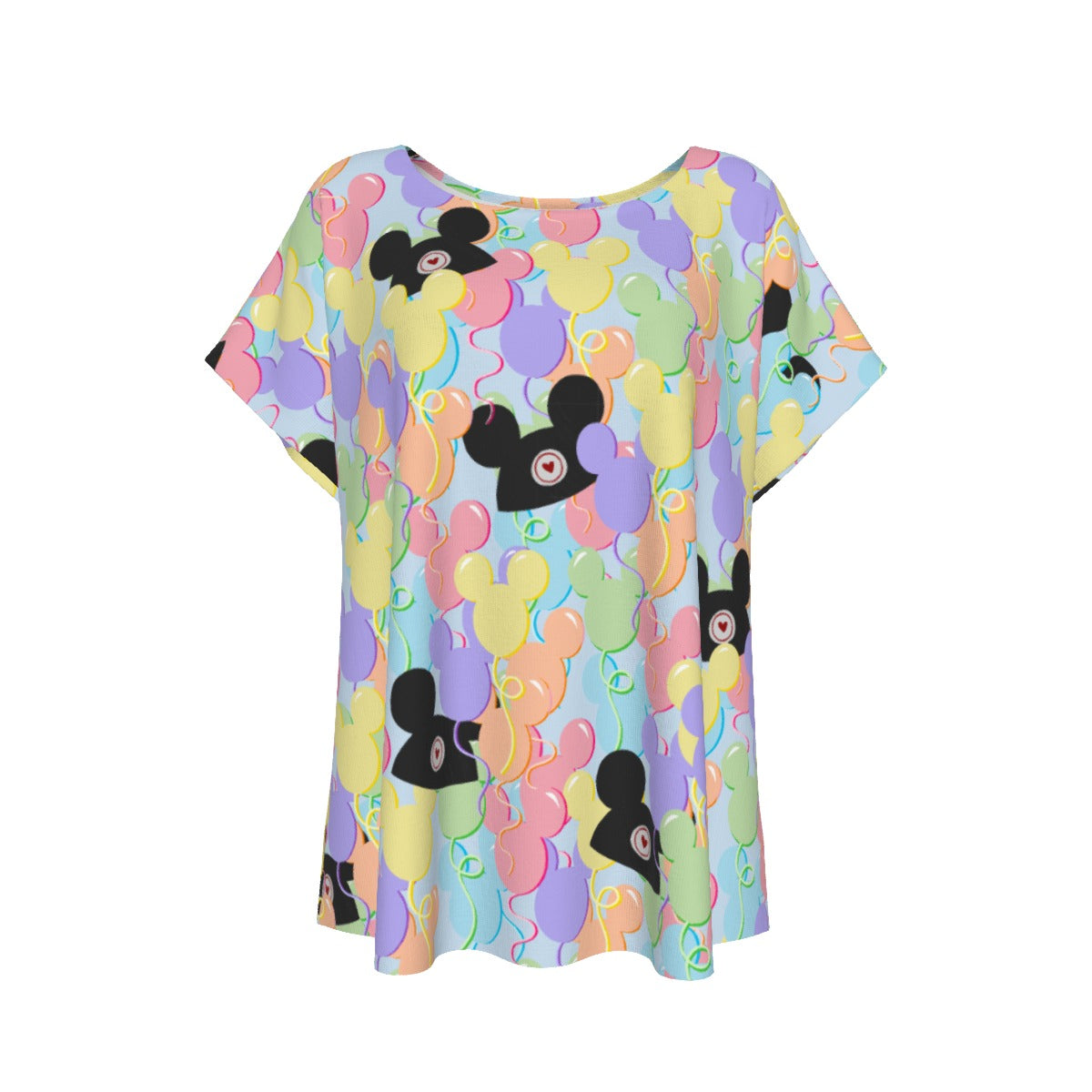 Pastel Mouse Ear Balloons - Women’s Relaxed Fit Scoop Tee