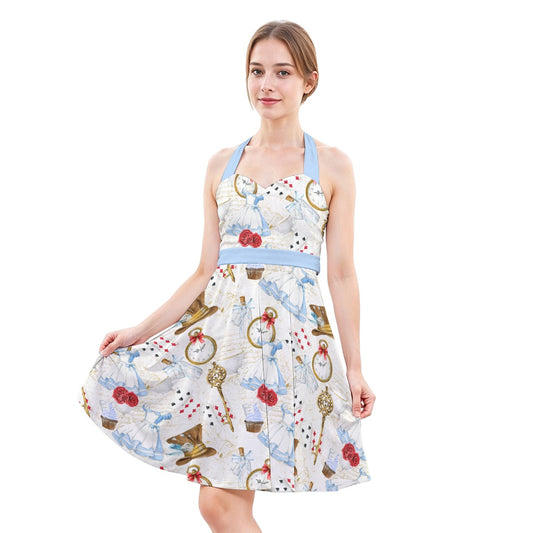 Curious Wonderland Icons - Women's Halter Vintage Pocket Dress